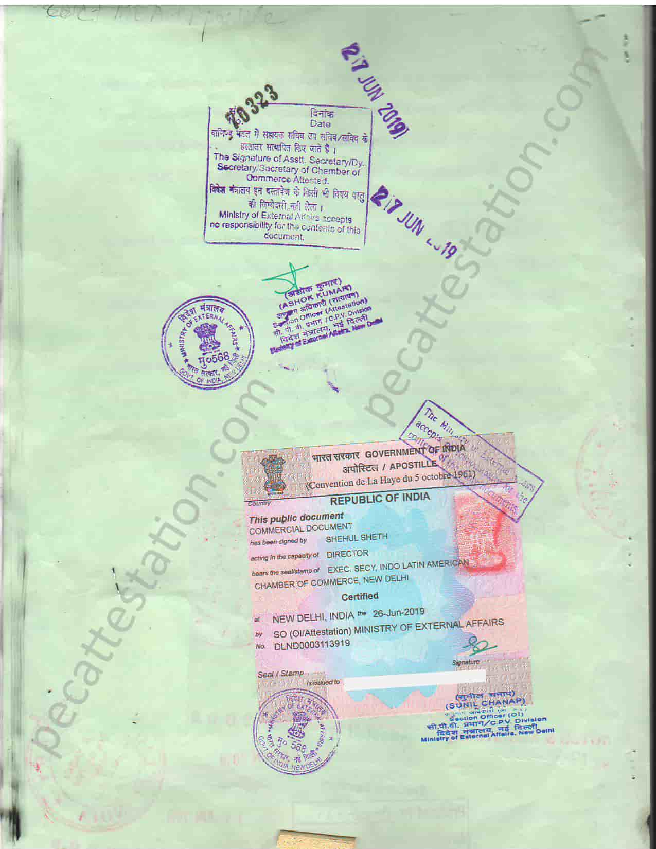 Commercial Document Apostille