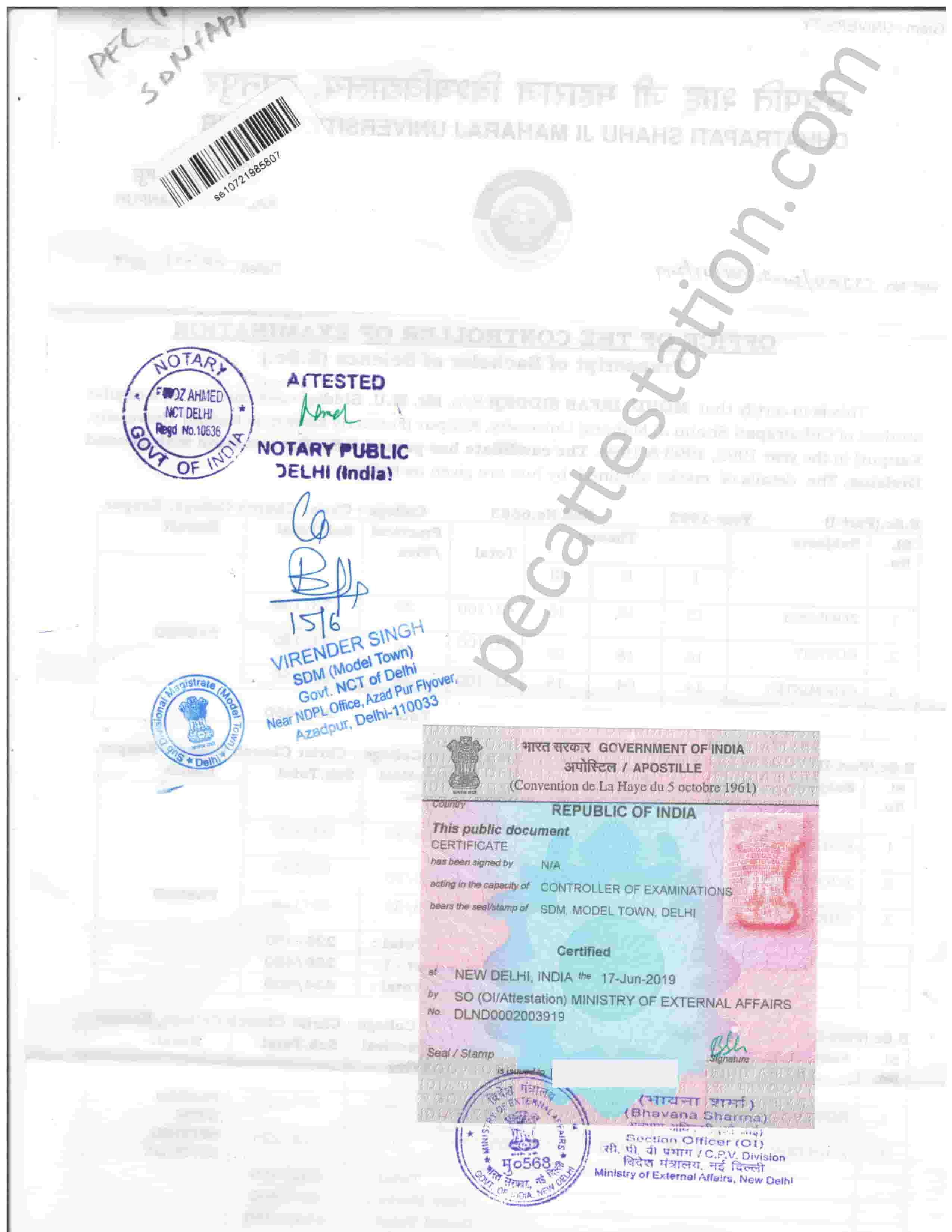 Educational Degree Certificate Apostille