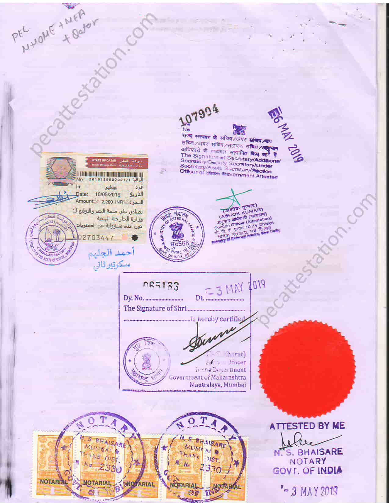 Personal document attestation for qatar